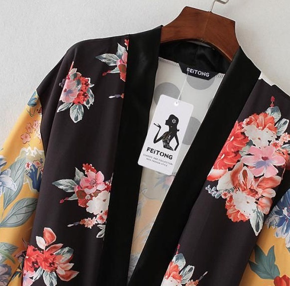 Printed Kimono with Artisanal Coastal Charm