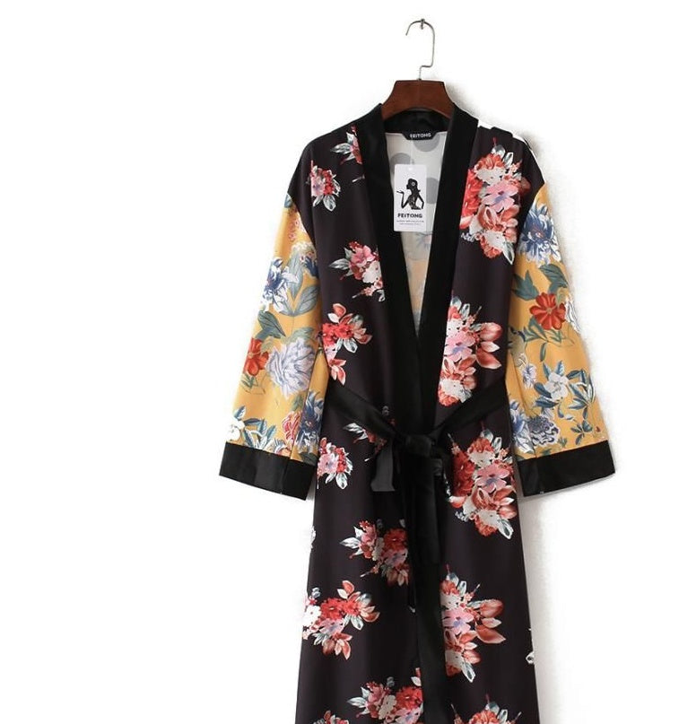 Printed Kimono with Artisanal Coastal Charm