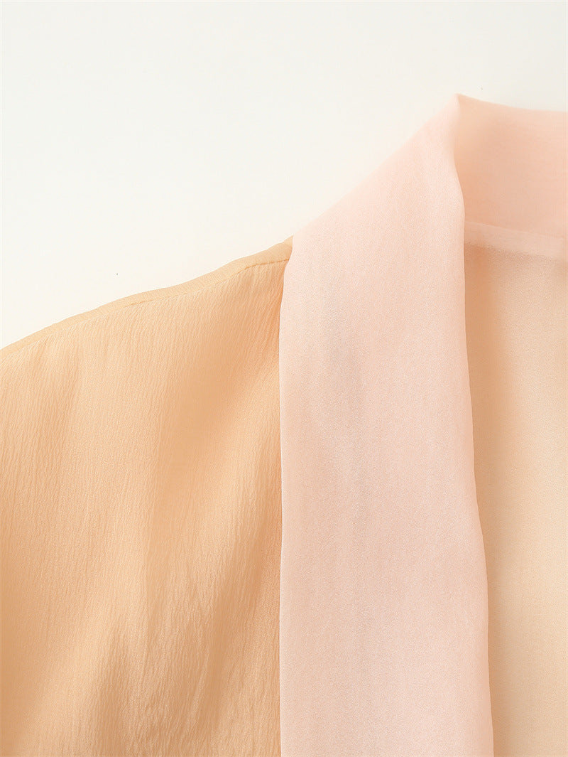 Beaded Silk Blended Short Kimono Coat