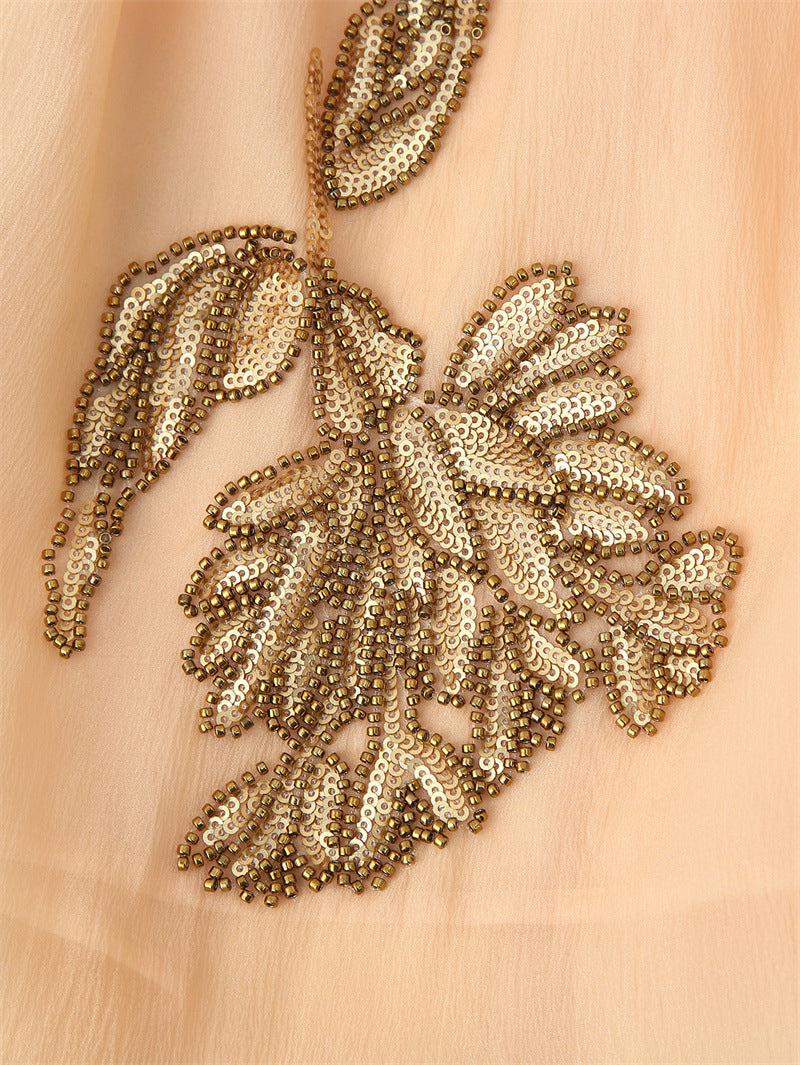 Beaded Silk Blended Short Kimono Coat