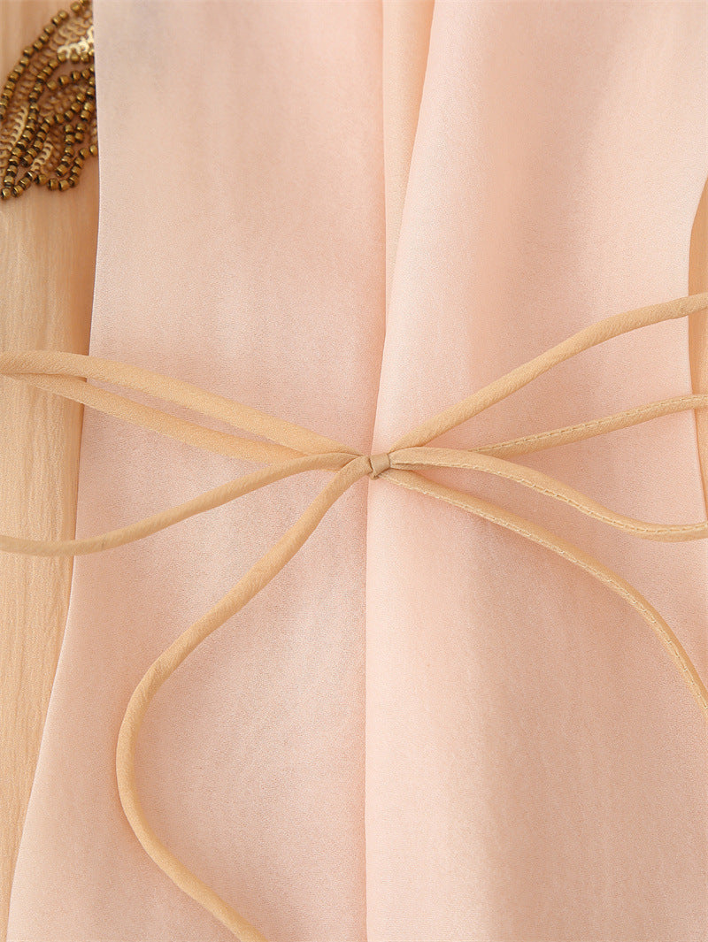 Beaded Silk Blended Short Kimono Coat