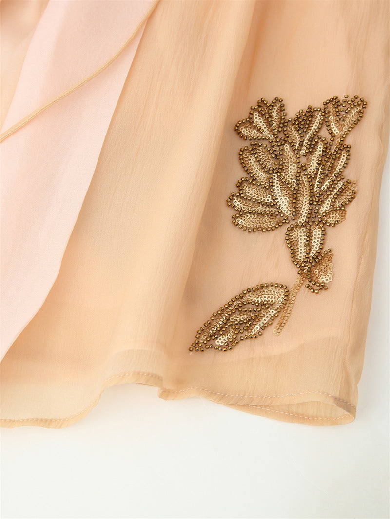 Beaded Silk Blended Short Kimono Coat