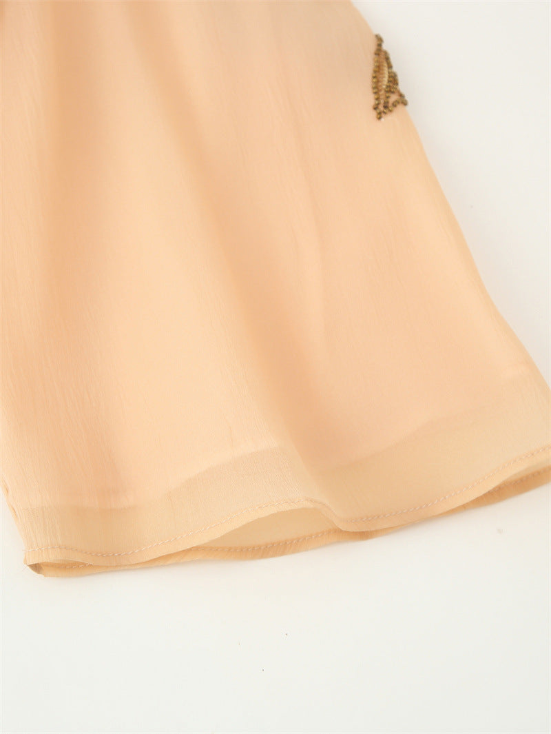 Beaded Silk Blended Short Kimono Coat